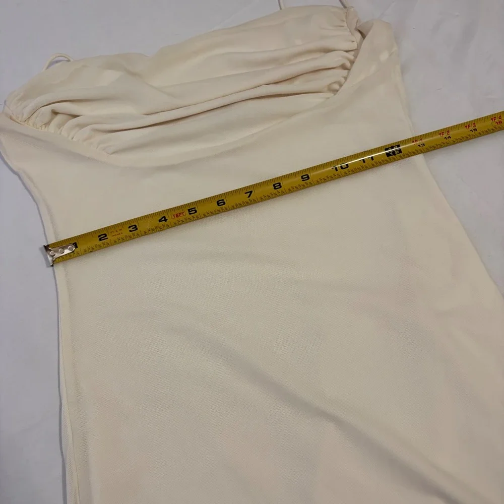 PRINCESS POLLY Gorgeous cream mesh minidress with cowl neck and ruffle details